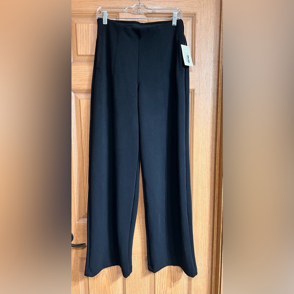 a•new•day Black Wide-Leg Pull On Women's Trousers #135B